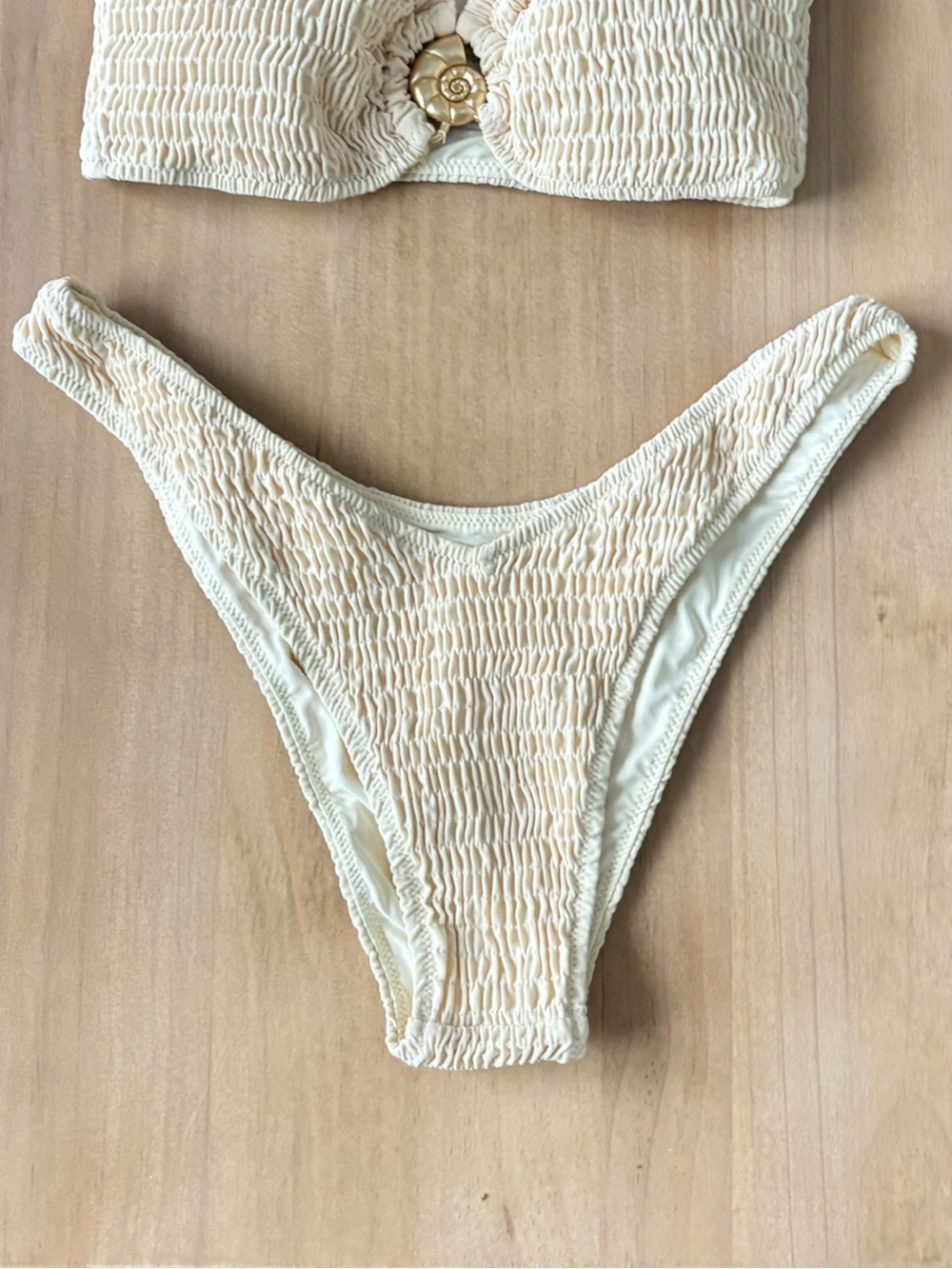 Blackbough Shelby Crinkle
Textured Cheeky Bikini Bottoms in Ivory (bottoms only)